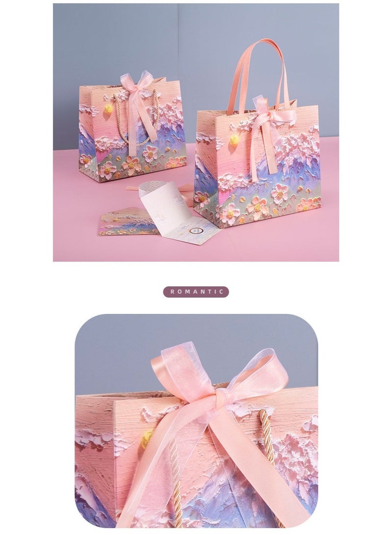 NIBEMINENT حقيبة هدايا ملونة 3 قطع مع مقبض، أكياس ورق هدايا زيتية متوسطة الحجم، أكياس هدايا صغيرة لعيد الميلاد، أكياس ورق حرفي للهدايا، أعياد الميلاد، عيد الأم، حفلات الزفاف، الحفلات - Image 5